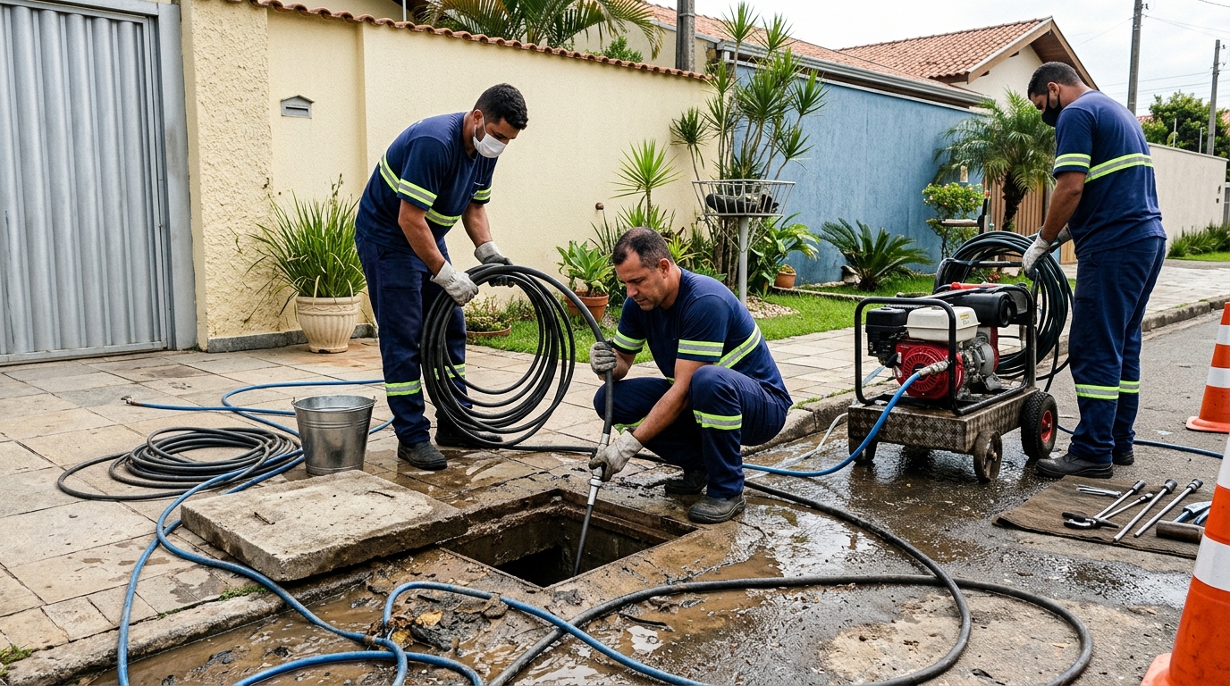 Desentupimento de esgoto residencial em Santo André-SP