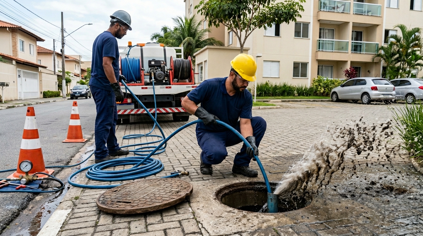 Equipe de hidrojateamento em Santo André-SP