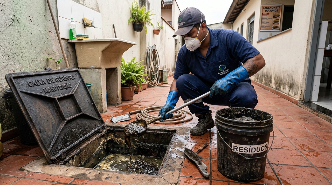 Remoção de lodo de caixa de gordura em Santo André-SP